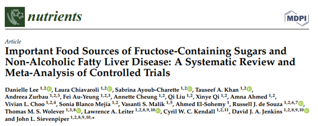 Important food sources of fructose-containing sugars and non-alcoholic fatty liver disease: A SRMA of controlled trials